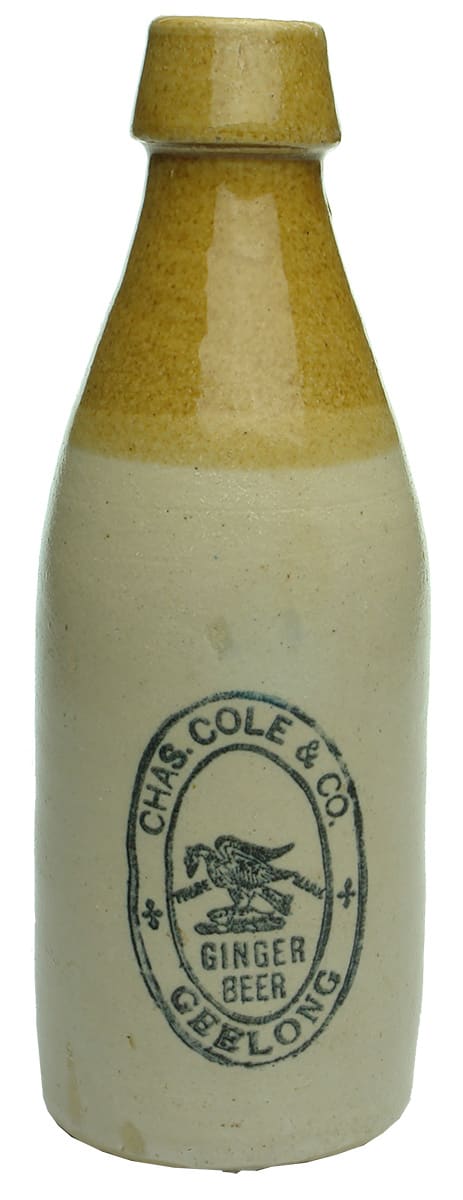 Chas Cole Geelong Stoneware Ginger Beer Bottle