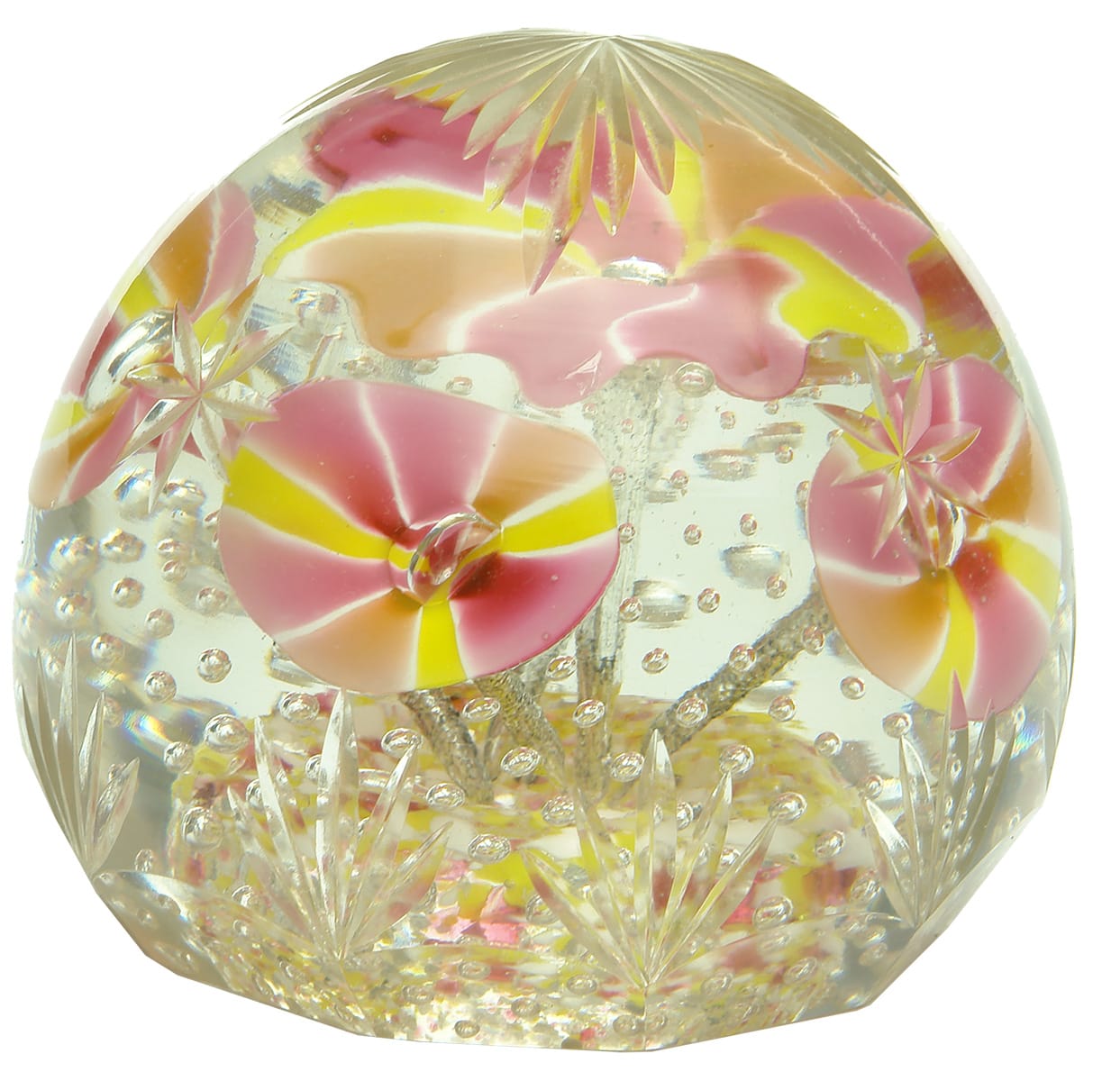 Bohemian Glass Floral Motifs Paperweight