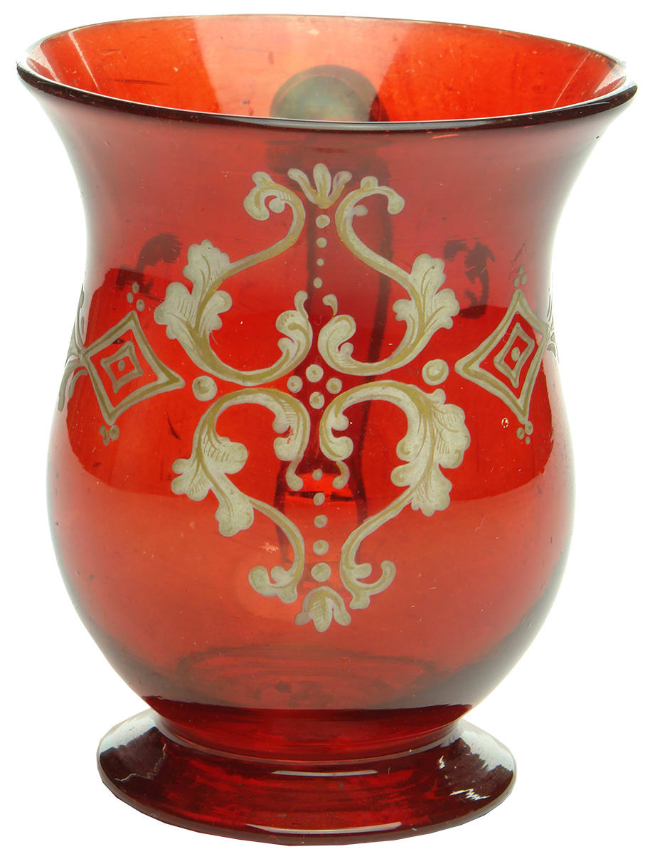 Enamelled Ruby Glass Vase