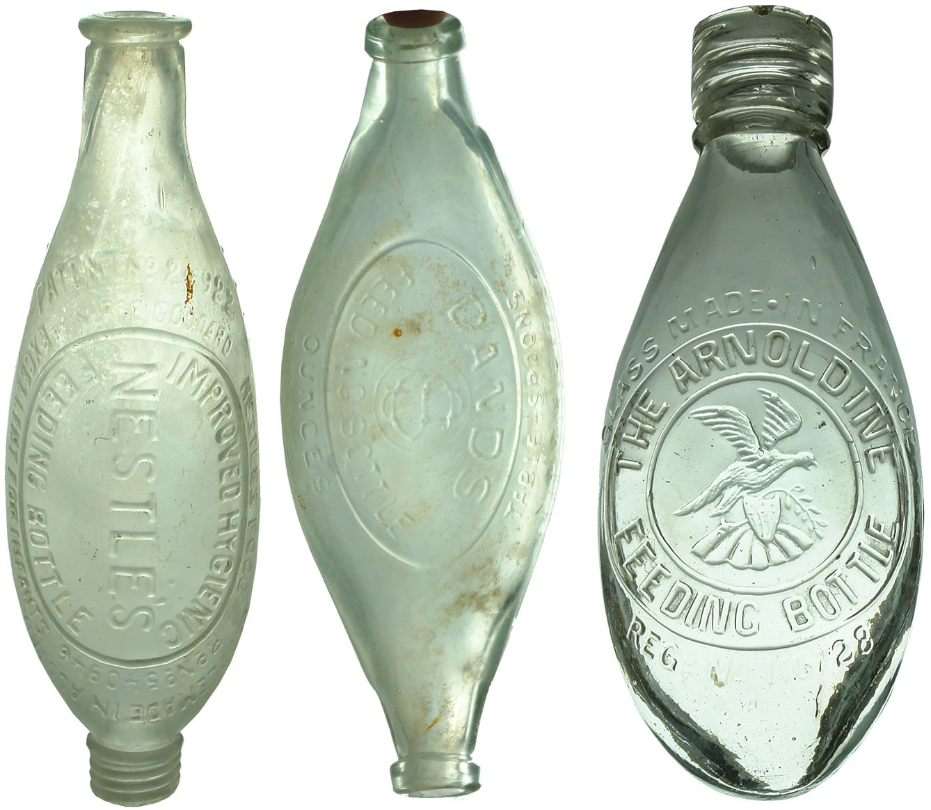 Antique Vintage Glass Baby Feeder Bottles