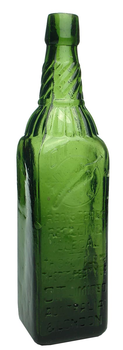 OT Chili Leaf Green Glass Cordial Bottle