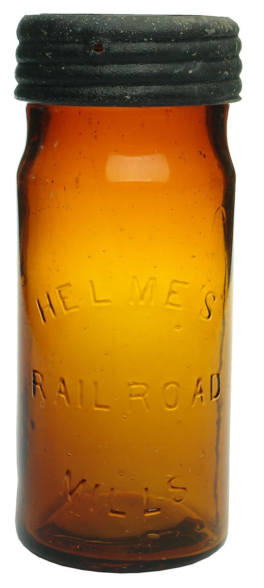 Helme's Railroad Mills Amber Glass Jar