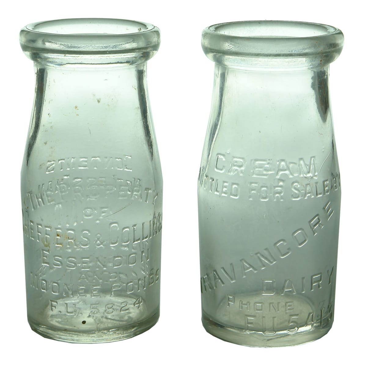 Travancore Essendon Milk Bottles