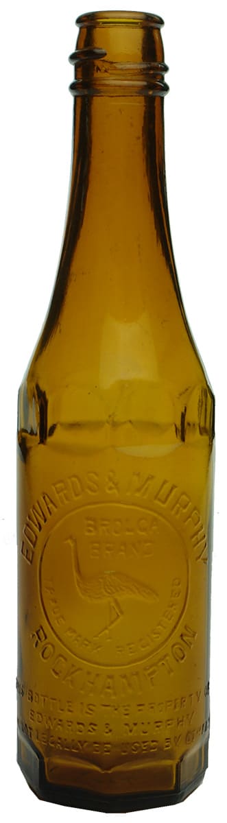 Edwards Murphy Rockhampton Amber Glass Sauce Bottle