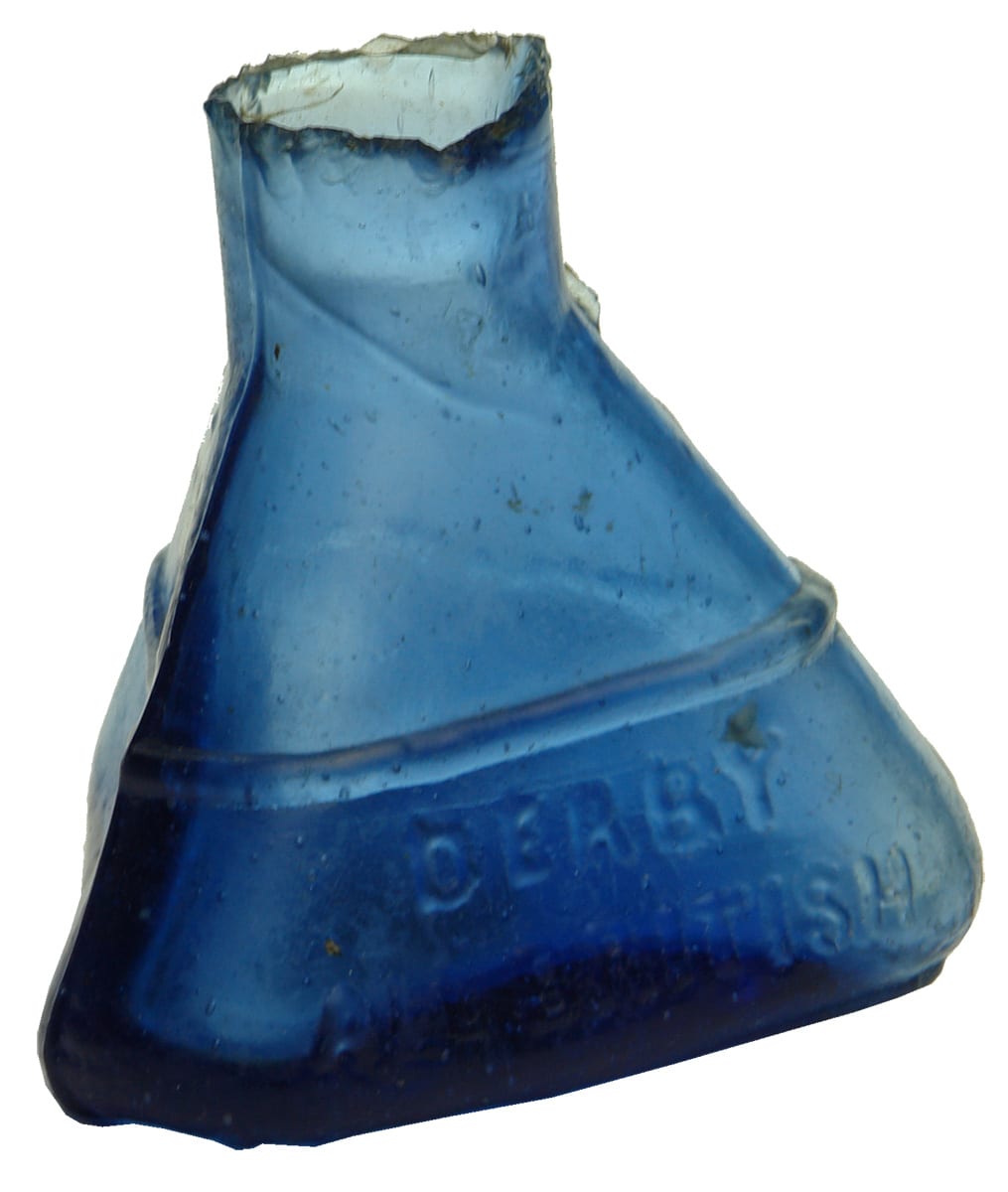 Derby All British Blue Glass Ink Bottle