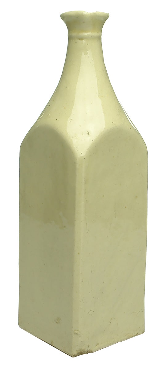 White Ceramic Square Moulded Ink Bottle