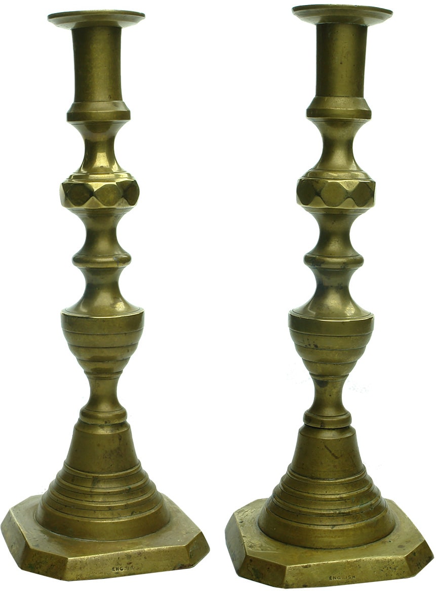 Solid Brass English Candlesticks