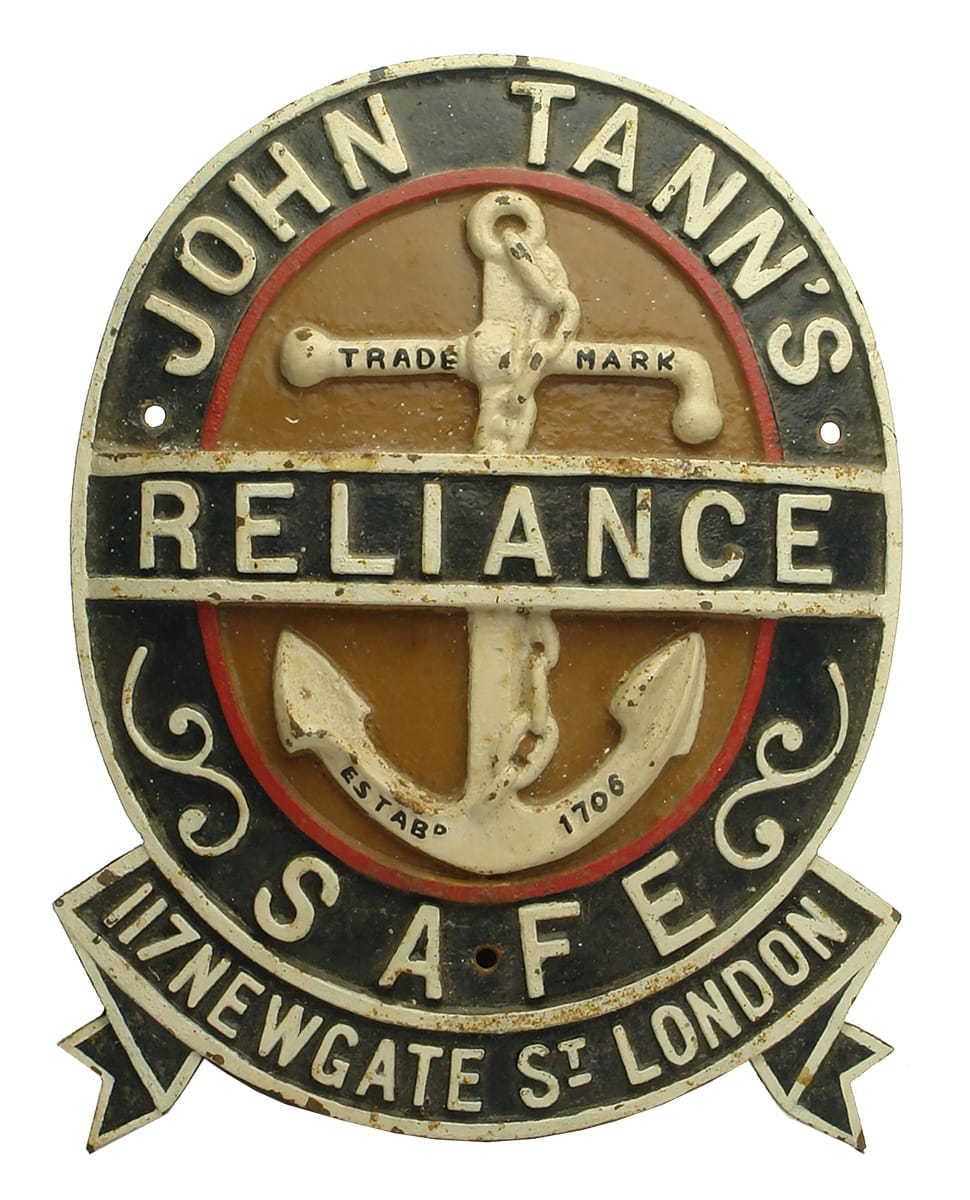 John Tann Reliance Safe Anchor Metal Plaque