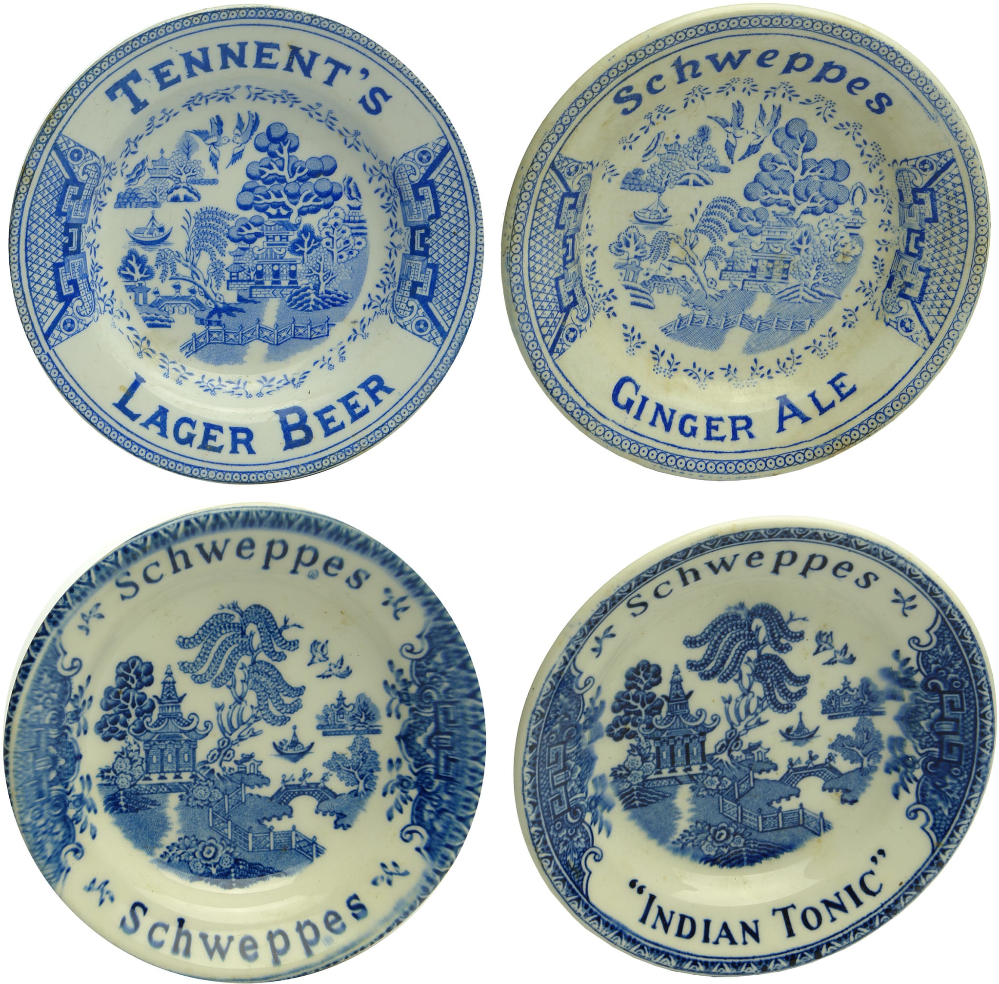 Schweppes Tennents Advertising Willow Pattern Dishes