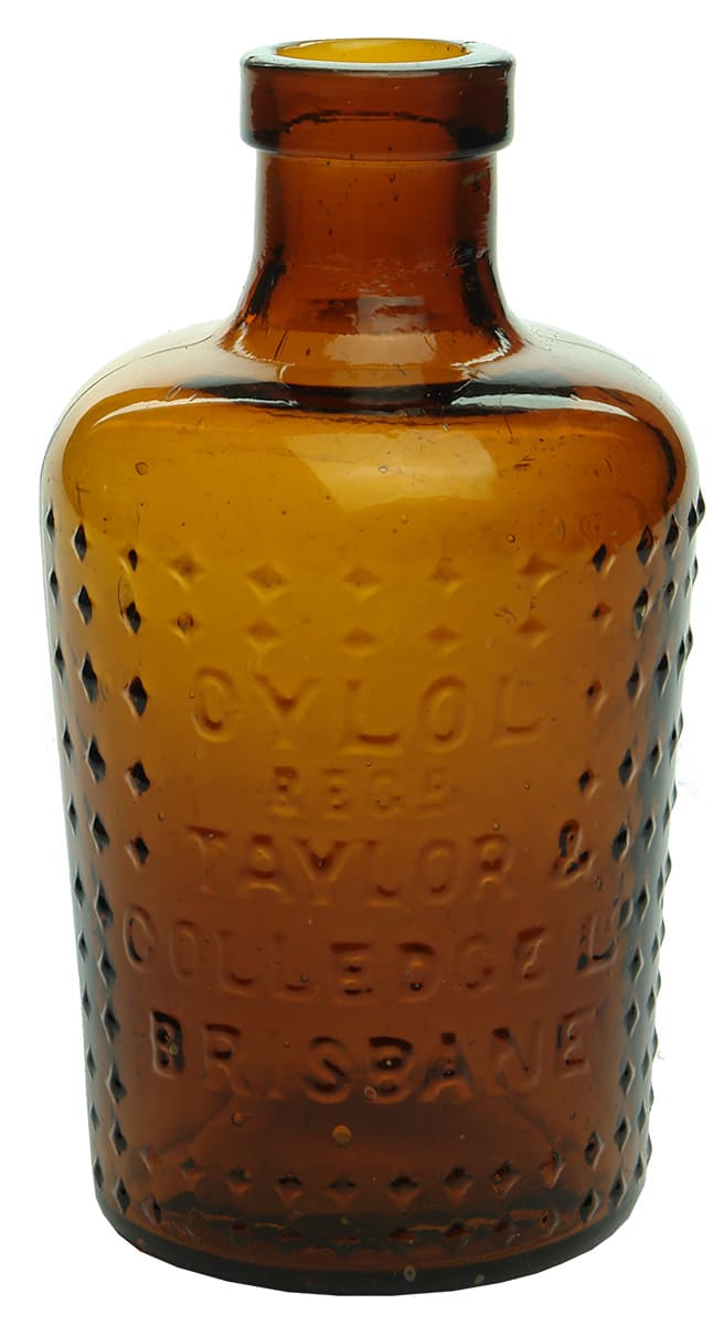 Cylol Taylor Colledge Brisbane Amber Glass Poison Bottle
