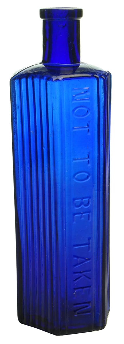 Not to be taken Cobalt Blue Hexagonal Poison Bottle