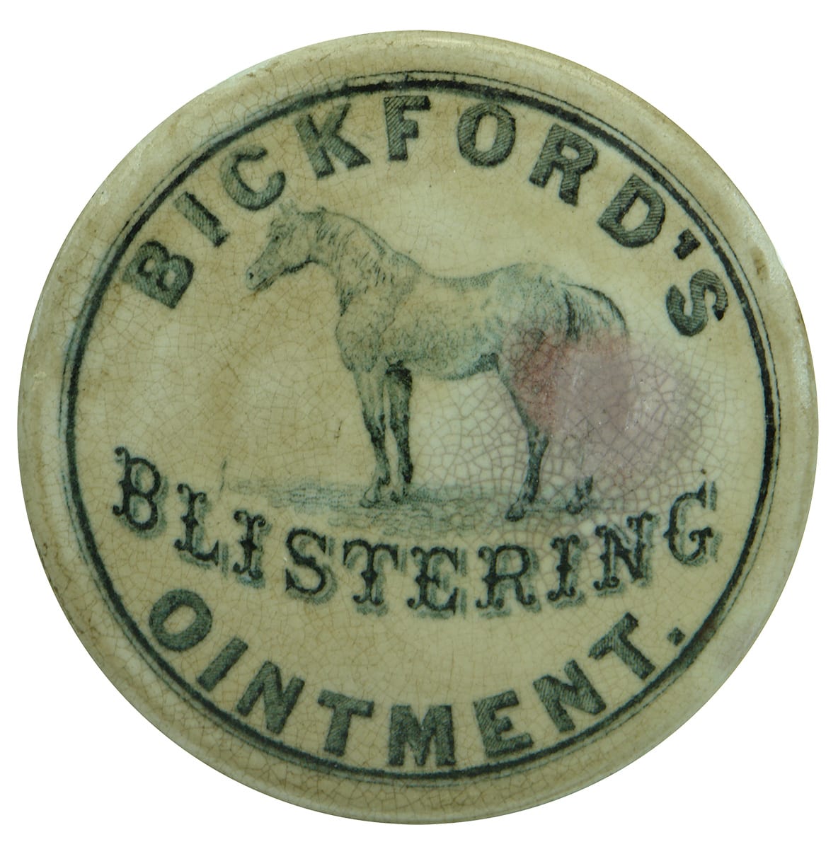 Bickford's Blistering Ointment Horse Pot Lid