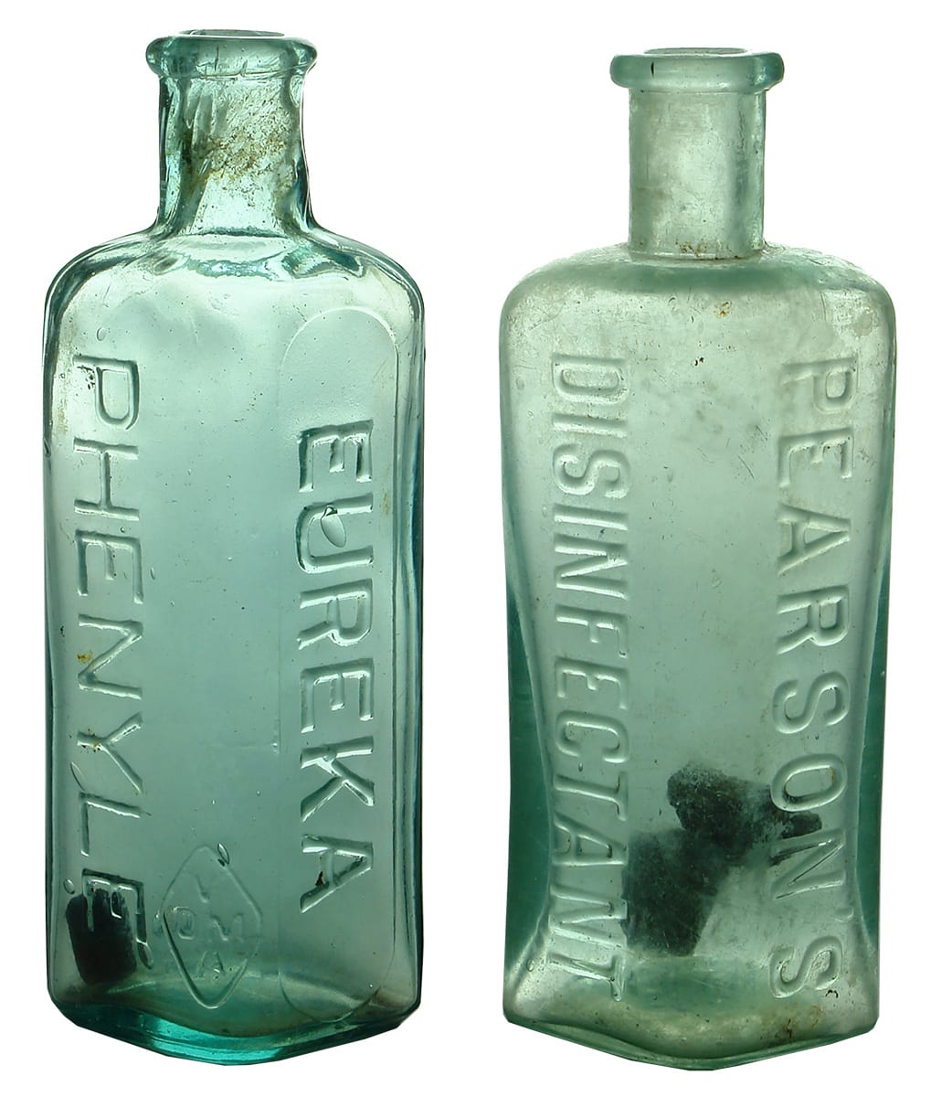 Antique Poison Phenyle Bottles