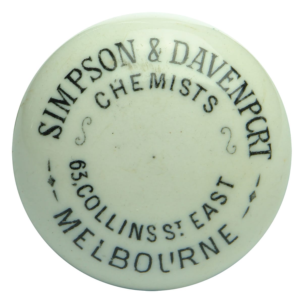 Simpson Davenport Chemists Melbourne Pot Cap