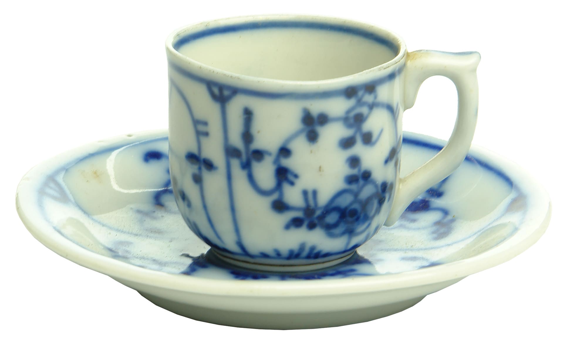 Blue White Ceramic Dolls Cup Saucer