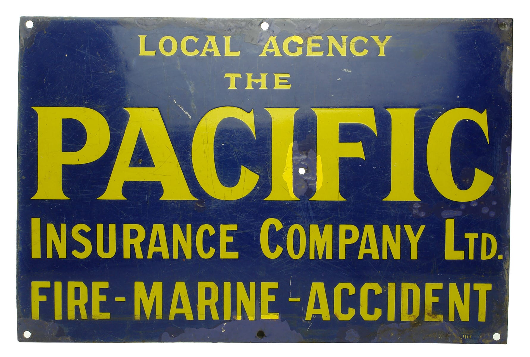 Pacific Insurance Company Enamel Sign