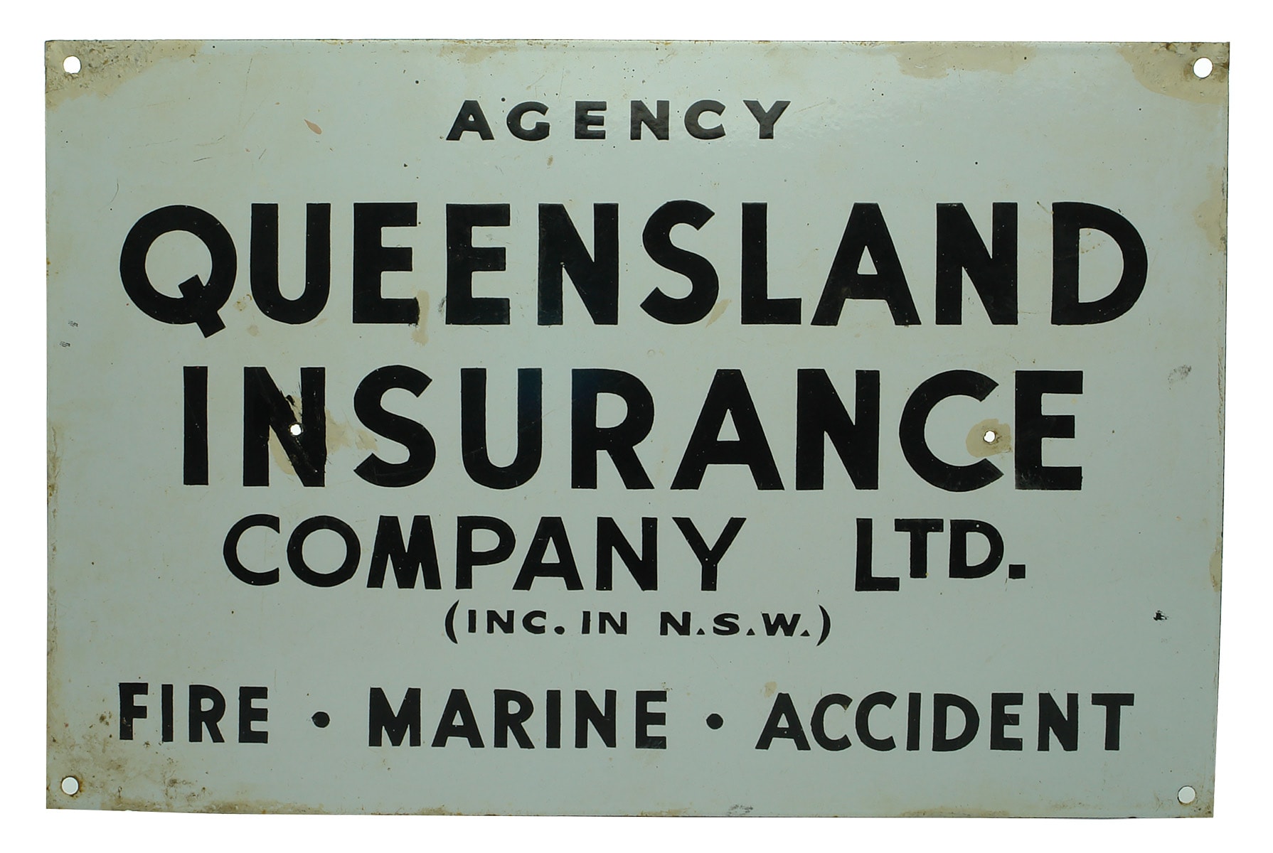 Queensland Insurance Company Enamel Sign
