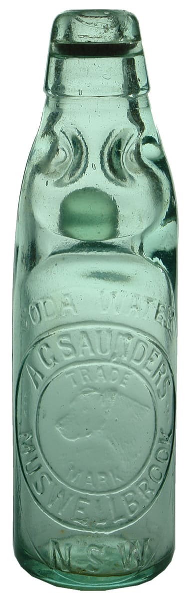 Saunders Muswellbrook Dogs Head Soda Water Codd Bottle