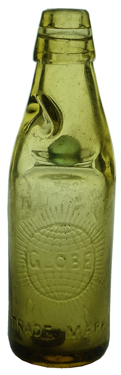Leigh Salford Globe Amber Glass Codd Bottle