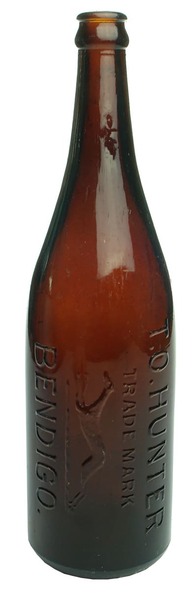 Hunter Bendigo Greyhound Amber Glass Crown Seal Bottle