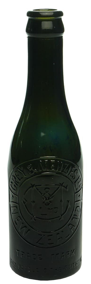 Grey Menzies New Zealand Black Glass Crown Seal Bottle