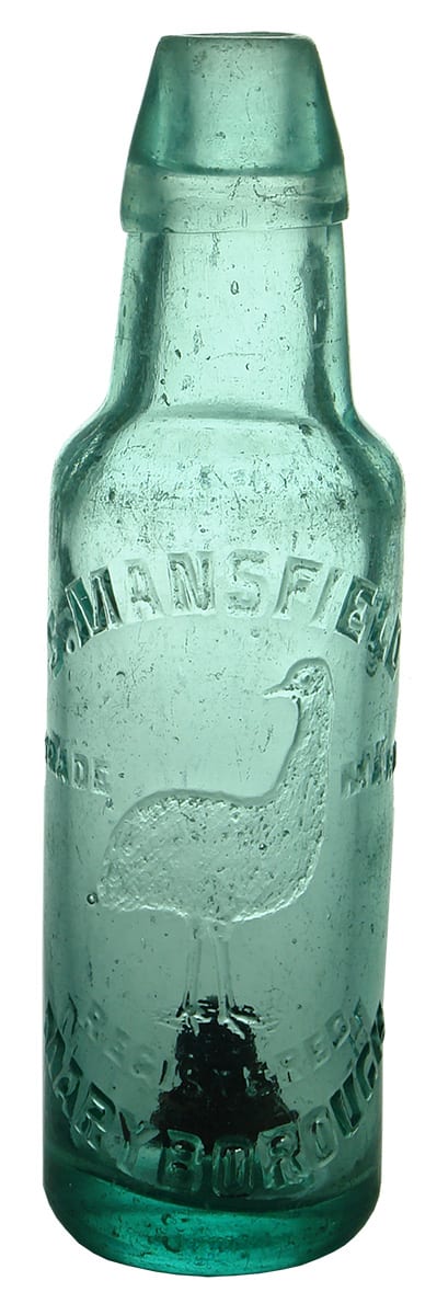 Mansfield Maryborough Emu Antique Lamont Patent Bottle