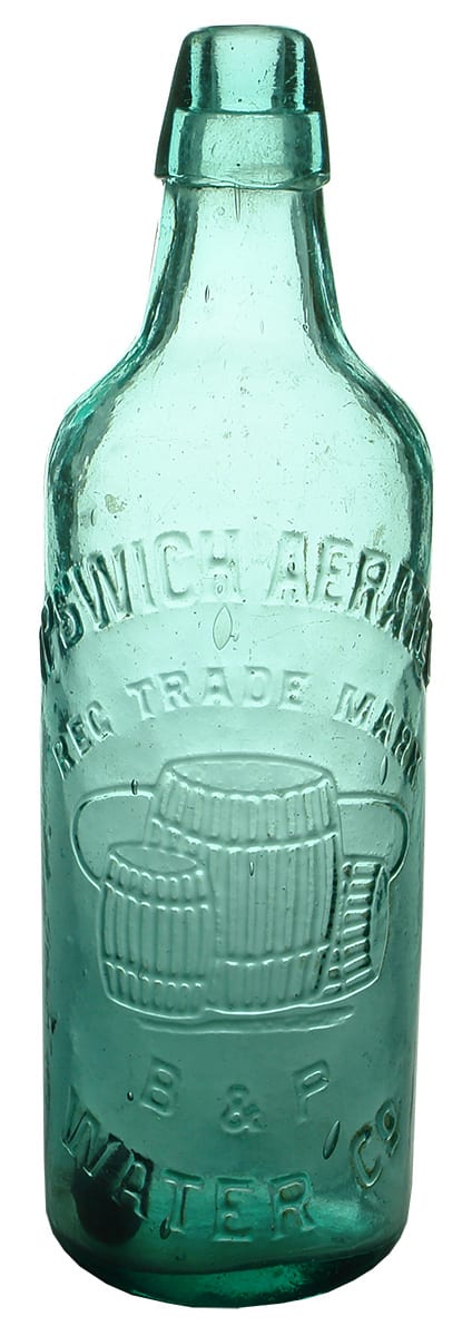 Ipswich Aerated Water Barrels Hoops Antique Bottle