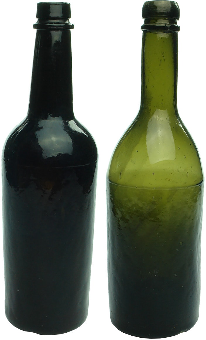 Antique Black Glass Bottles