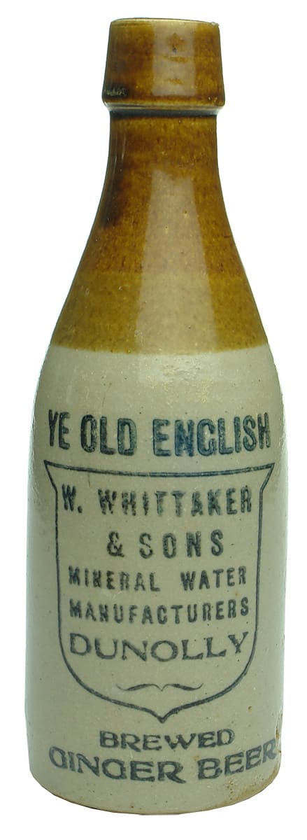 Whittaker Dunolly  Ye Old English Stone Ginger Beer Bottle