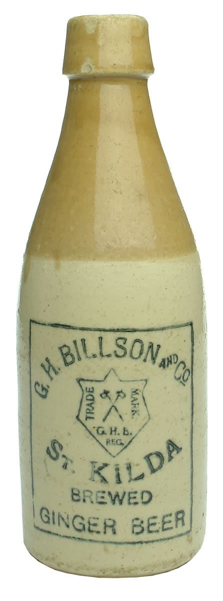 Billson St Kilda Axes Stoneware Ginger Beer Bottle