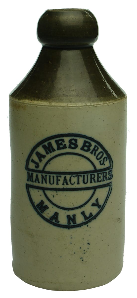 James Bros Manufacturers Manly Stoneware Ginger Beer Bottle