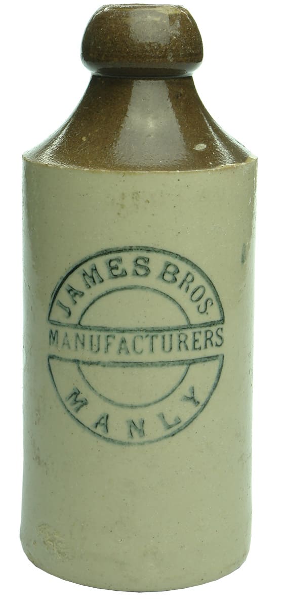 James Bros Manufacturers Manly Stoneware Ginger Beer Bottle