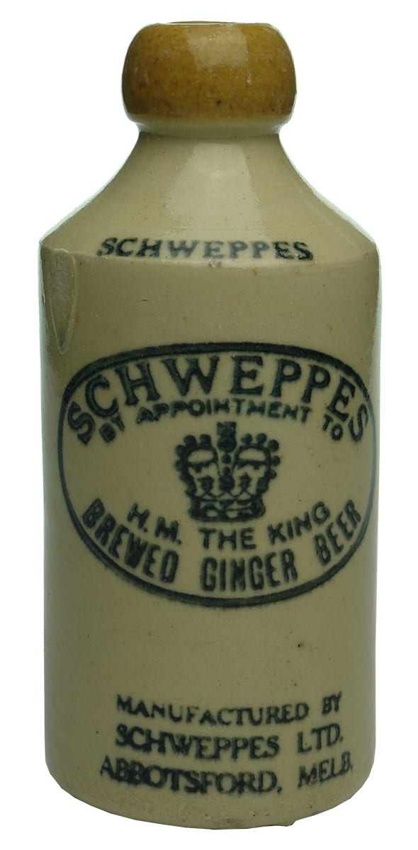 Schweppes Appointment to the King Abbotsford Ginger Beer Bottle