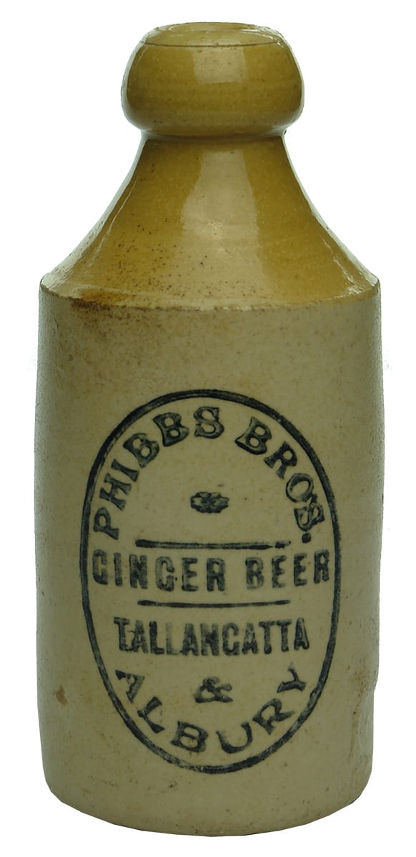 Phibbs Bros Tallangatta Albury Ginger Beer Bottle