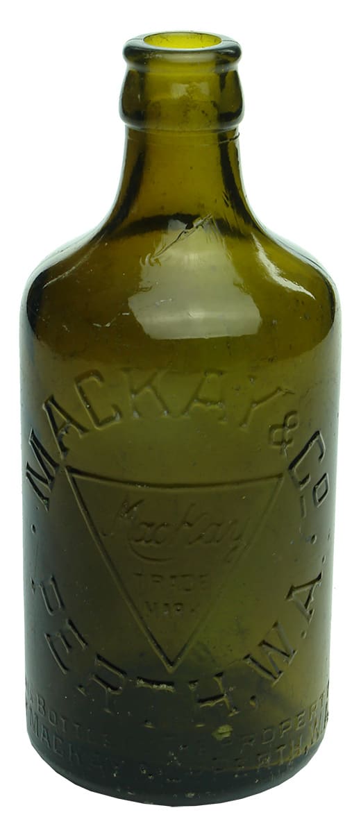 Mackay Perth Green Glass Ginger Beer Bottle