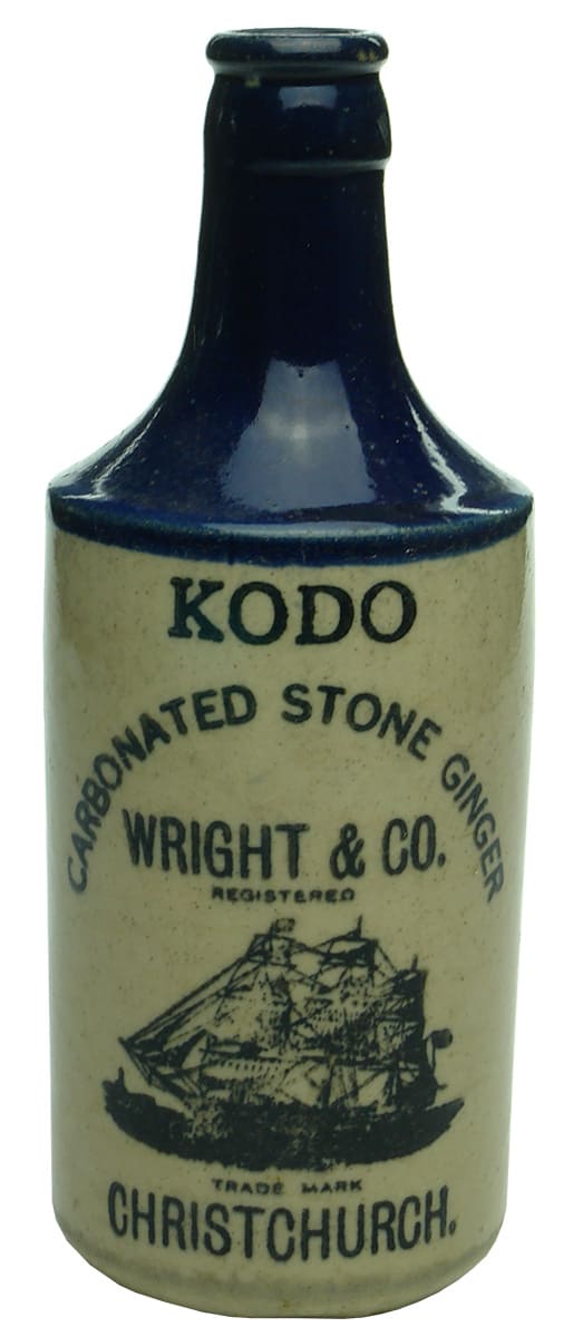 Kodo Wright Christchurch Ship Stoneware Ginger Beer Bottle