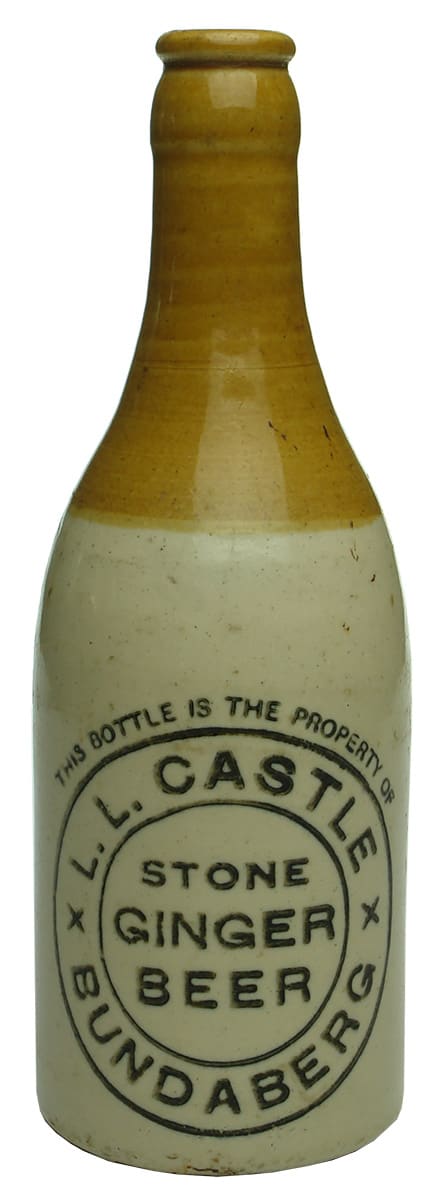 Castle Bundaberg Stoneware Crown Seal Ginger Beer Bottle