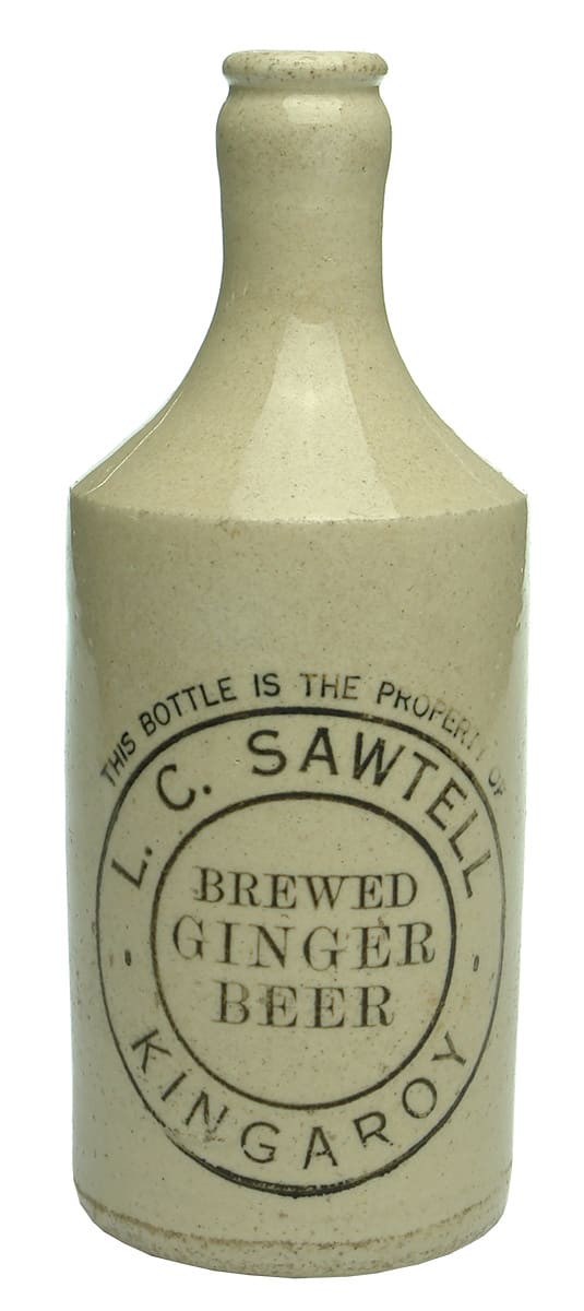 Sawtell Brewed Ginger Beer Kingaroy Stoneware Bottle