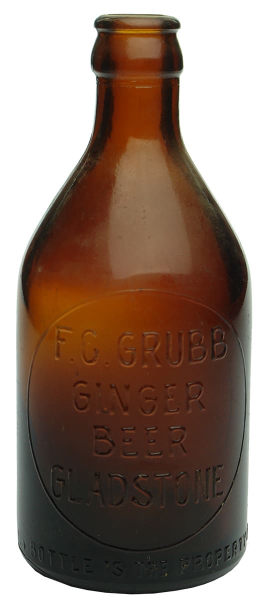 Grubb Gladstone Amber Glass Ginger Beer Bottle