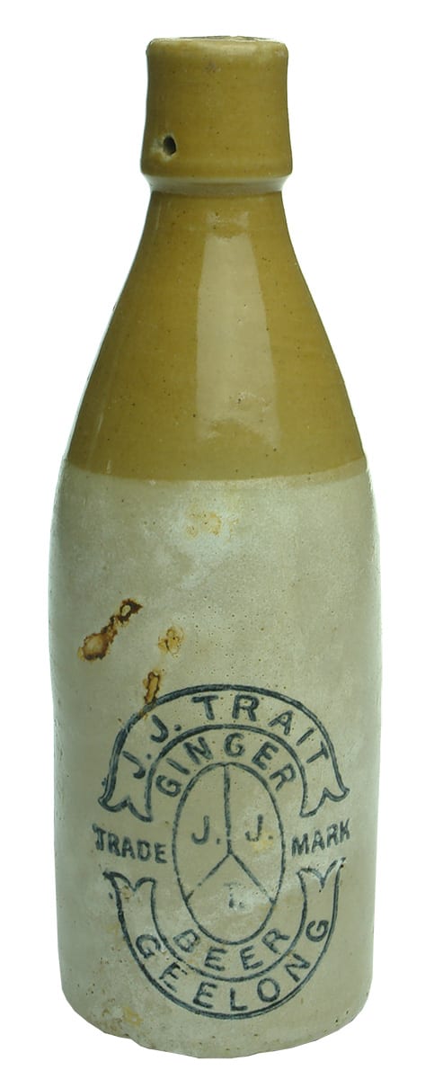 Trait Geelong Antique Stoneware Ginger Beer Bottle