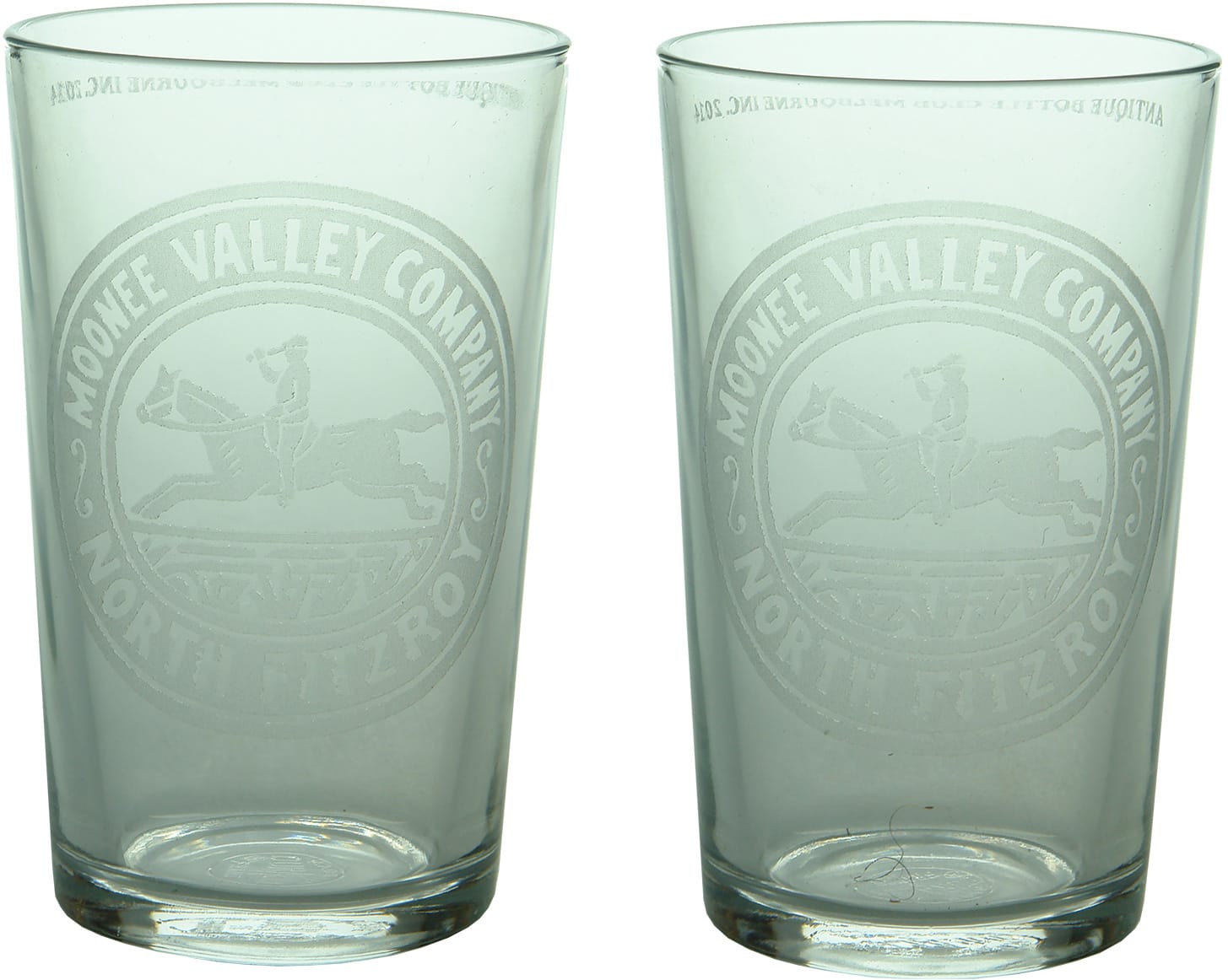 Moonee Valley Advertising Bottle Club Glasses