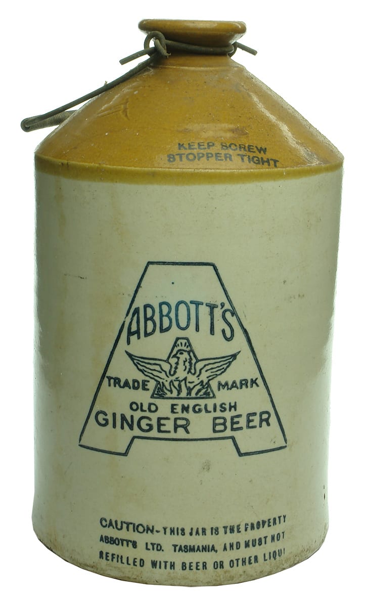 Abbotts Celebrated Ginger Beer Tasmania Stone Demijohn