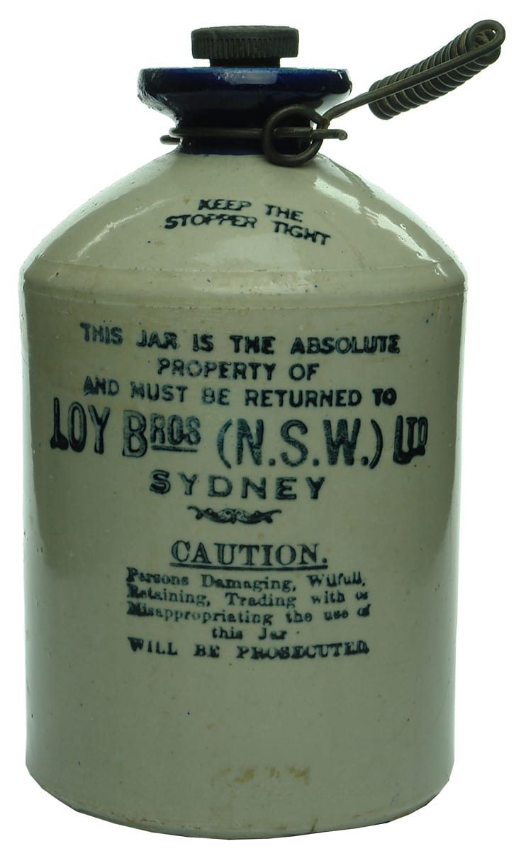 Loy Bros Sydney Blue Top Stoneware Demijohn