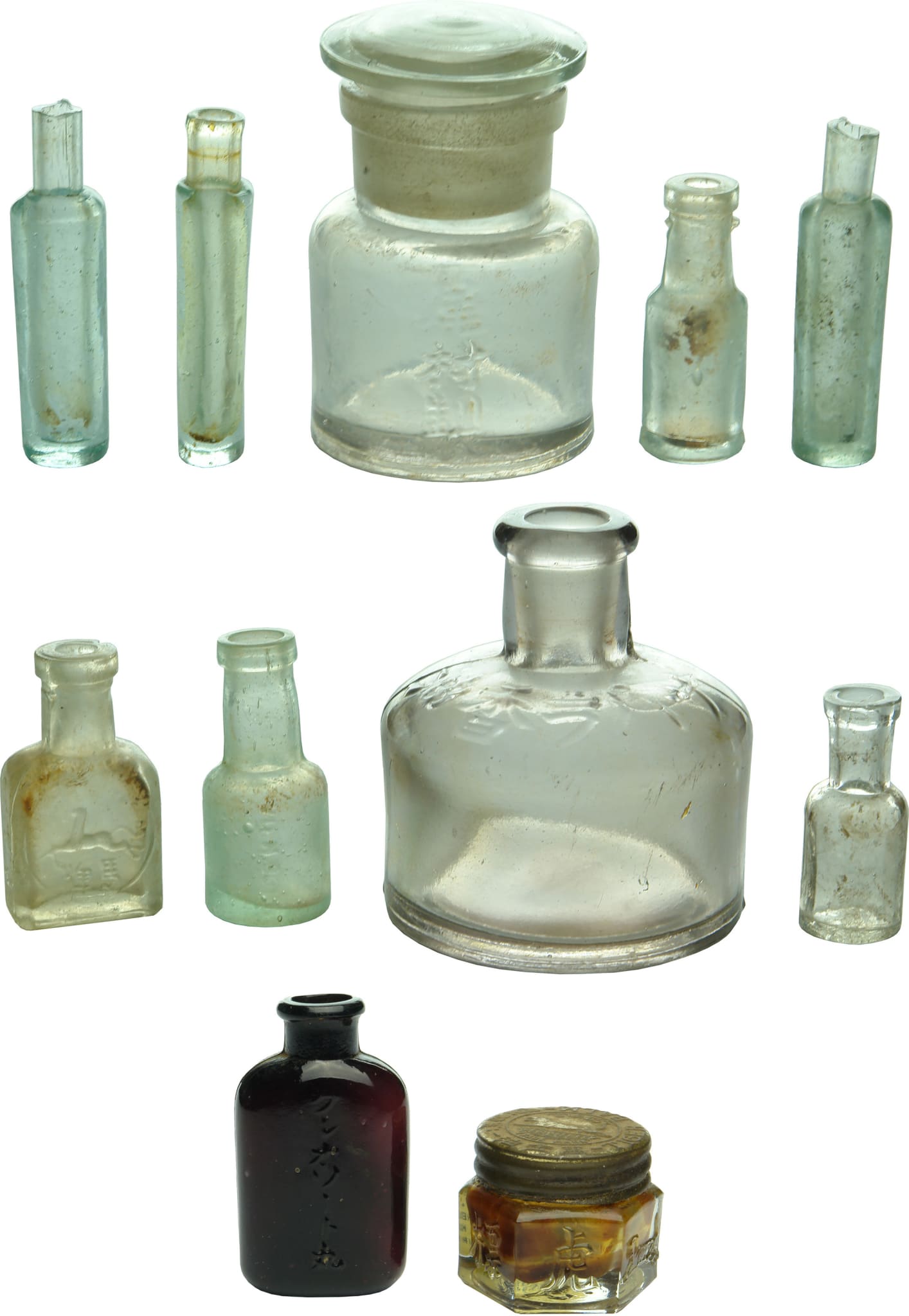 Antique Tiny Miniature Glass Bottles
