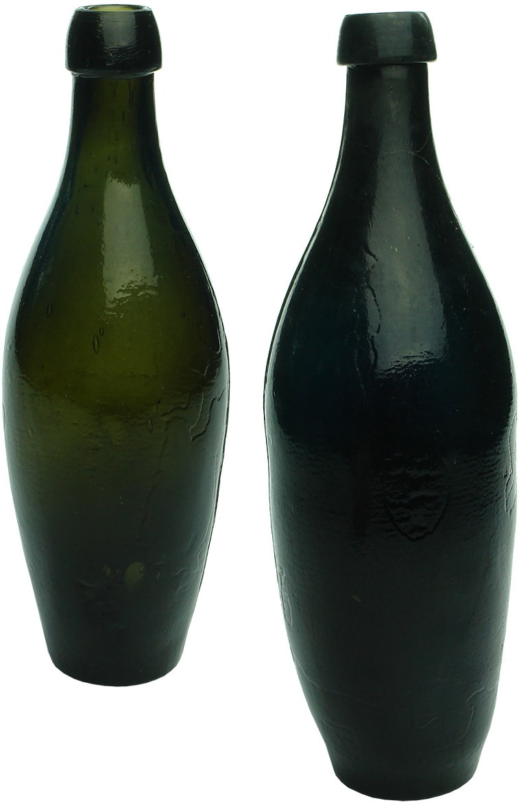 Black Glass Antique Skittle Bottles