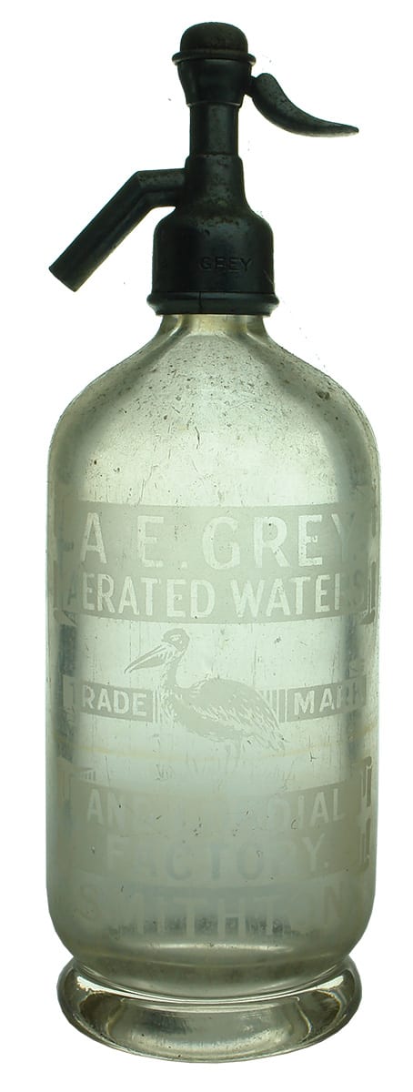 Grey Aerated Waters Smithton Pelican Soda Syphon