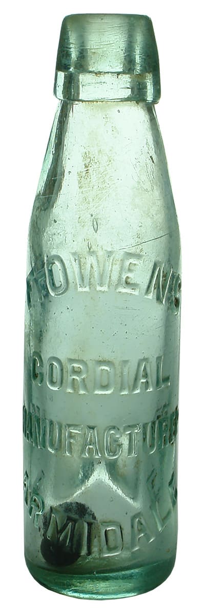 Owens Cordial Manufacturer Armidale Patent Soda Bottle