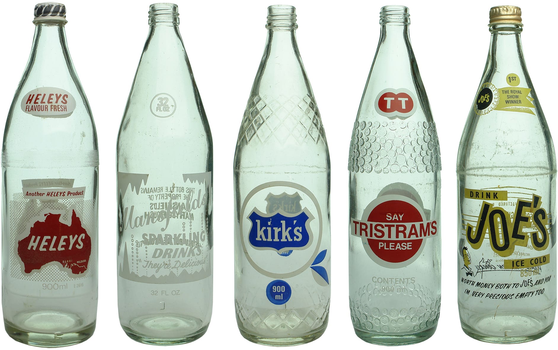 Vintage Ceramic Label Pyro Soft Drink Bottles
