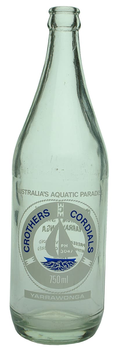 Crothers Cordials Yarrawonga Ceramic Label Soft Drink Bottle