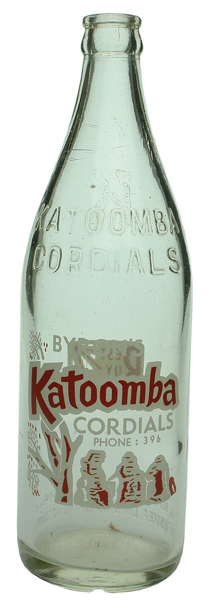 Katoomba Cordials Byrons Ceramic Label Soft Drink Bottle